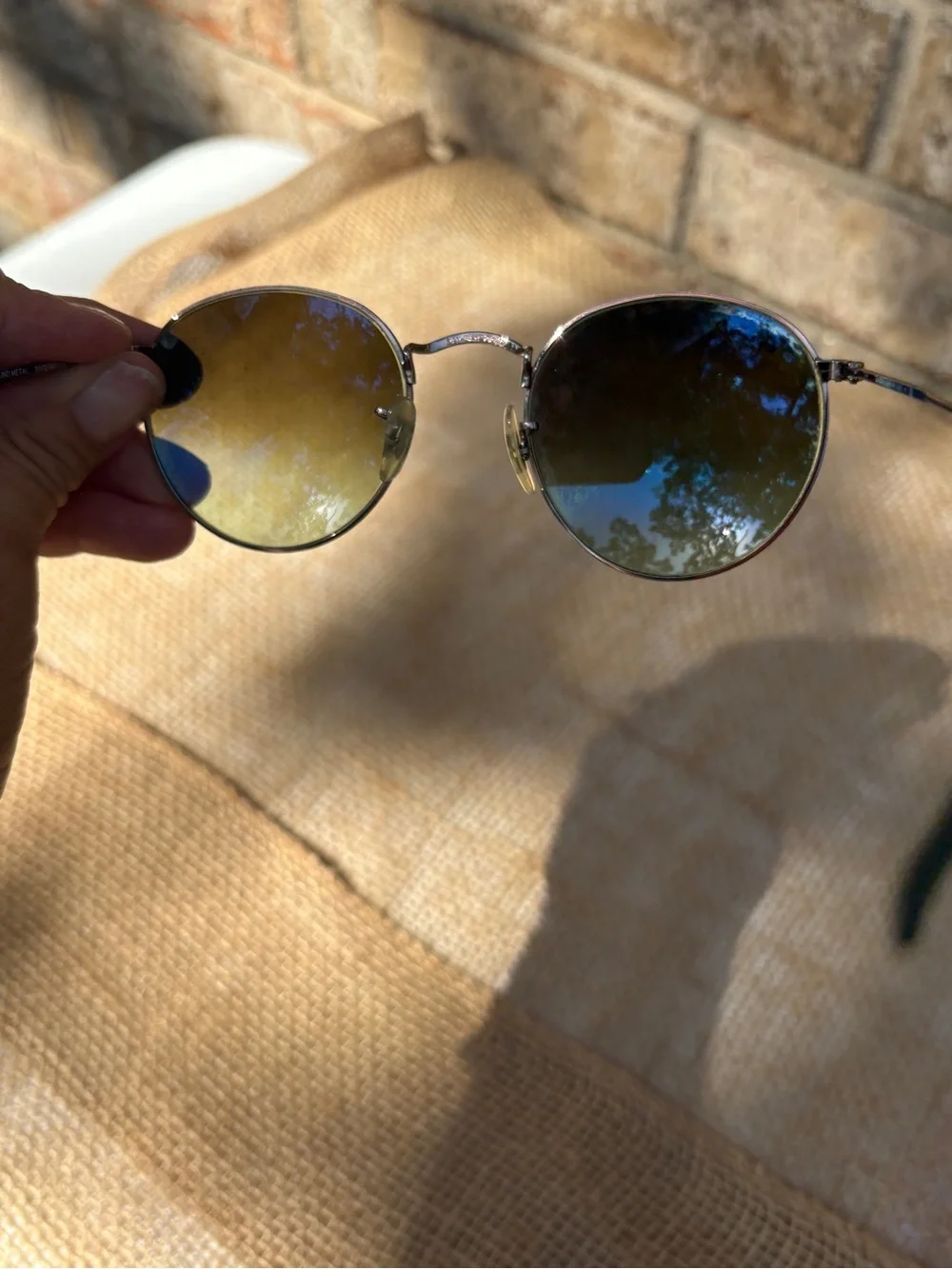 Ray-Ban Round Metal Sunglasses with Green Lenses and Silver Frame